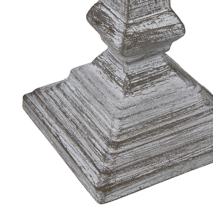 Collioure White Washed Wooden Pedestal Table Lamp With Cream Linen Shade