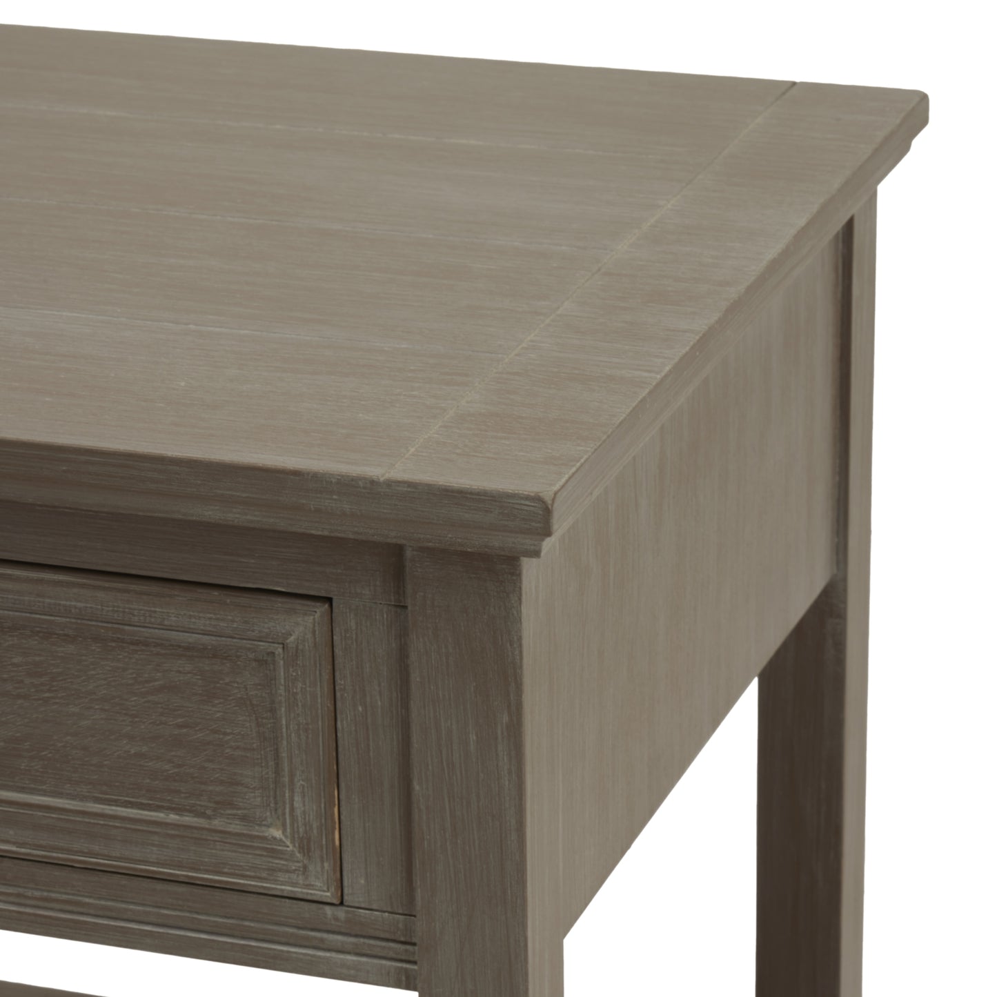 Laurelbrook 1 Drawer Grey Wood Side Table Bottom Shelf