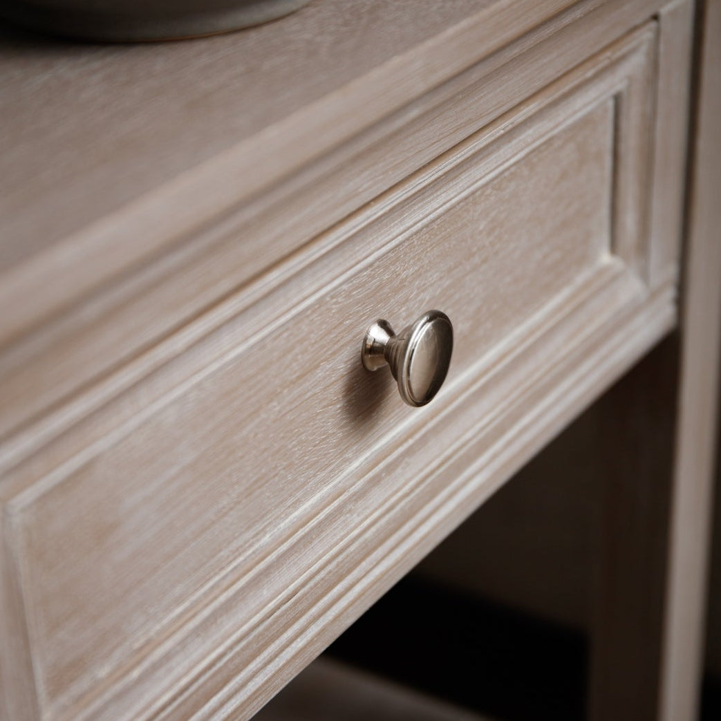 Laurelbrook 1 Drawer Grey Wood Side Table Bottom Shelf