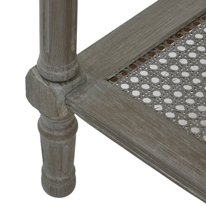 Laurelbrook Rattan Shelf Grey Wood Side Table