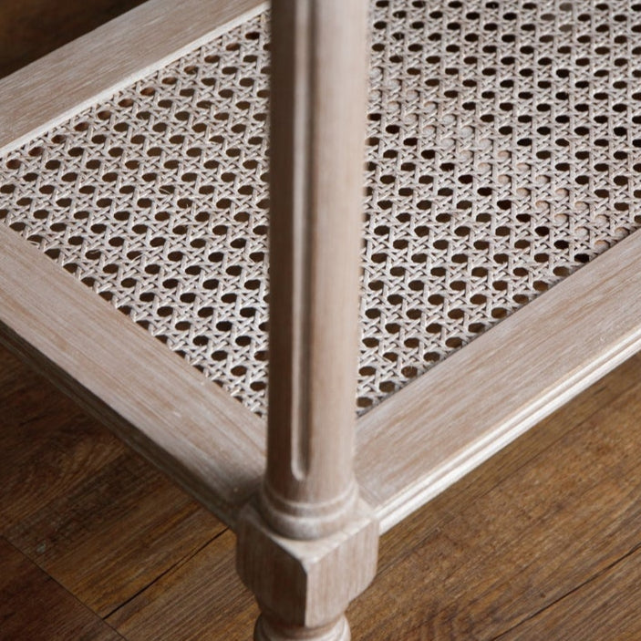 Laurelbrook Rattan Shelf Grey Wood Side Table