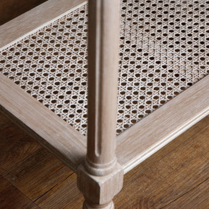 Laurelbrook Rattan Shelf Grey Wood Side Table