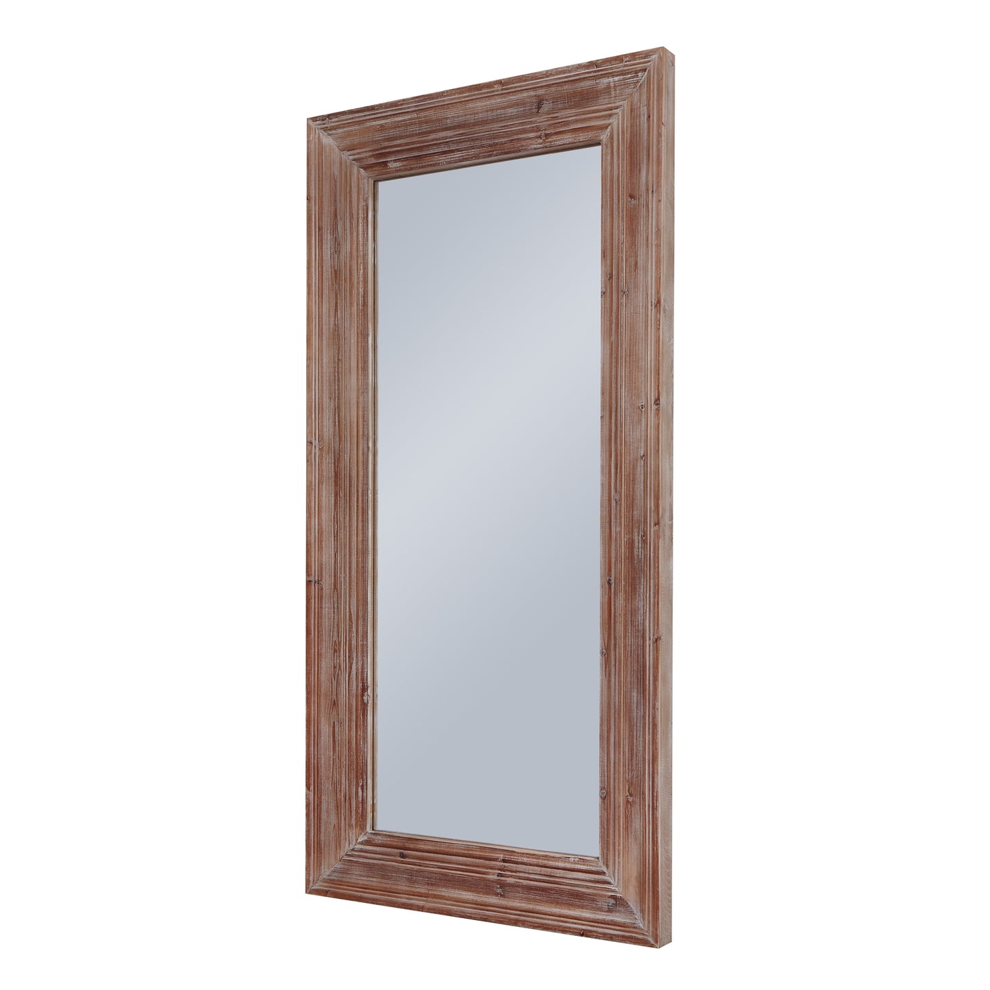 Rustic Brown Rectangular Wall Mirror with Layered Frame