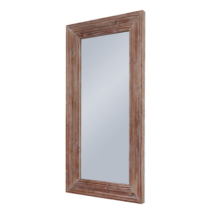 Rustic Brown Rectangular Wall Mirror with Layered Frame