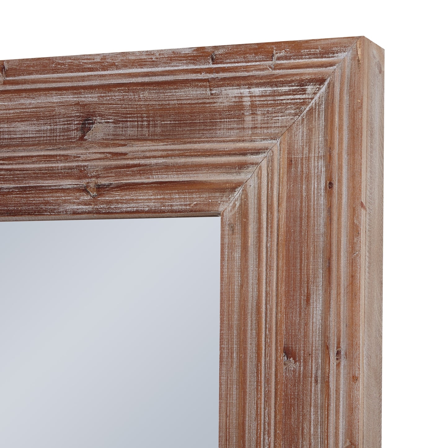 Rustic Brown Rectangular Wall Mirror with Layered Frame