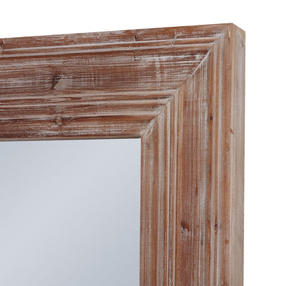 Rustic Brown Rectangular Wall Mirror with Layered Frame