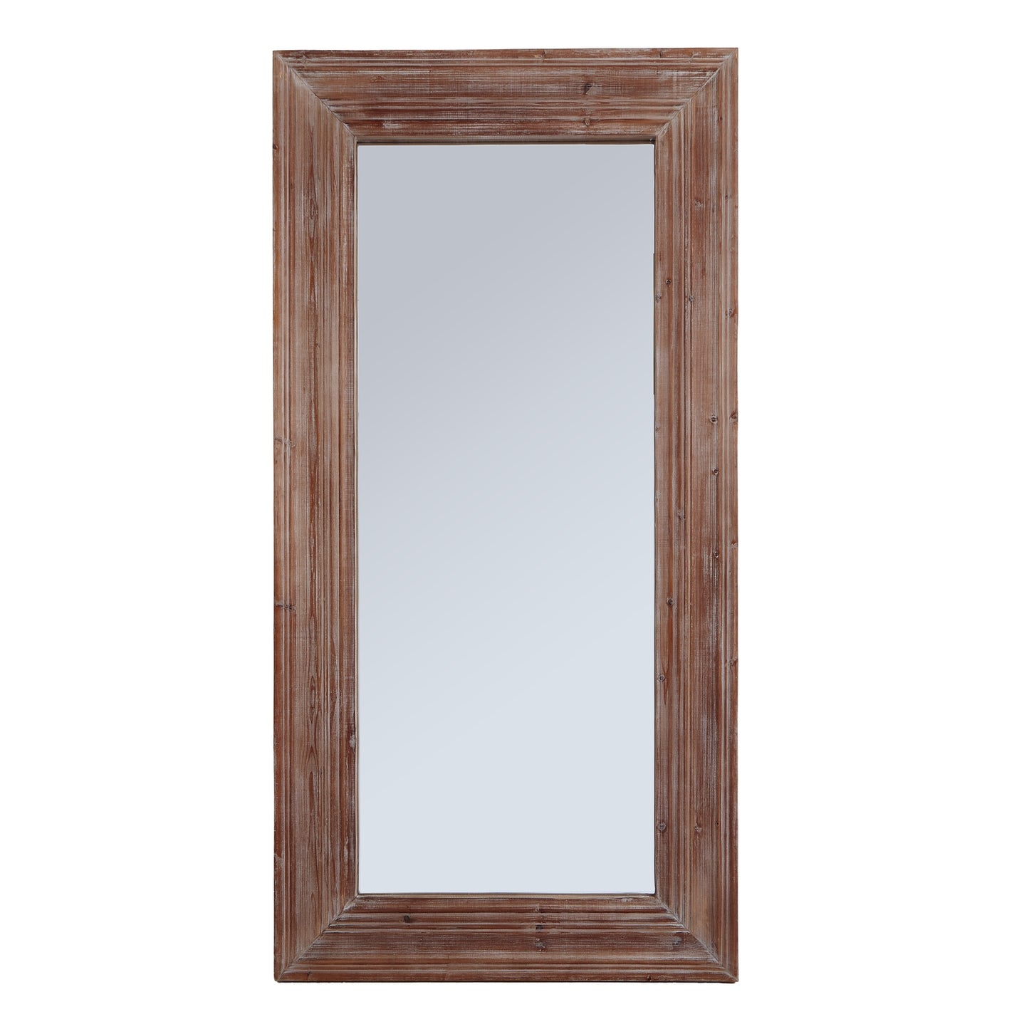 Rustic Brown Rectangular Wall Mirror with Layered Frame