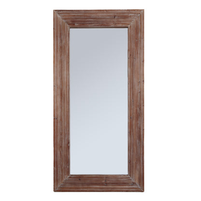 Rustic Brown Rectangular Wall Mirror with Layered Frame