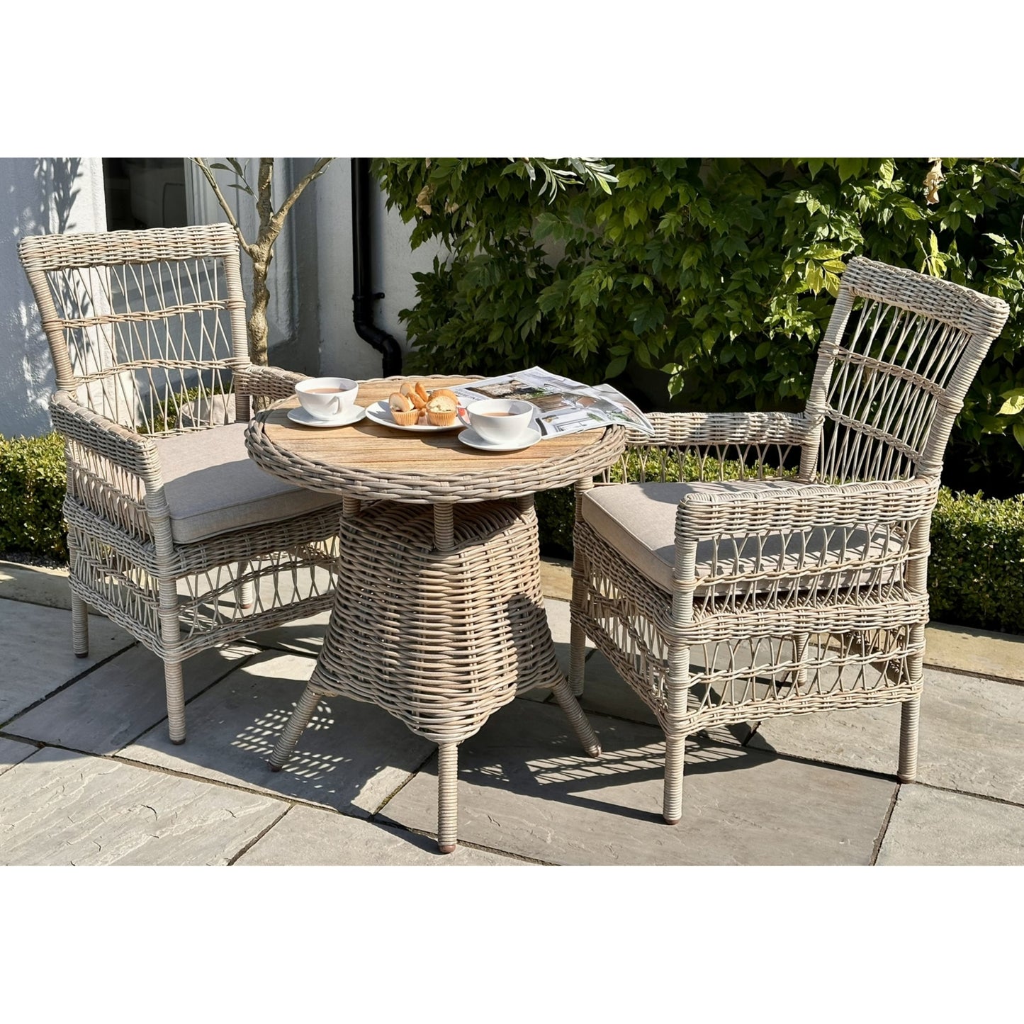 Santorini Cream Wicker Outdoor Dining Chair with Cushion