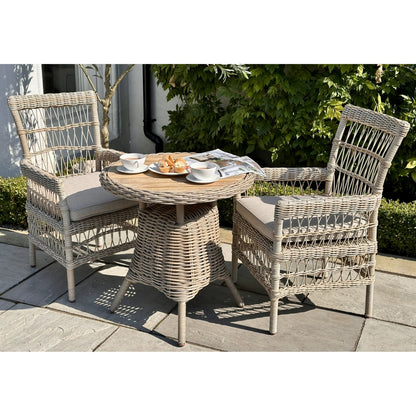 Santorini Cream Wicker Outdoor Dining Chair with Cushion