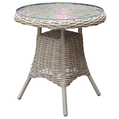 Costa Outdoor Wicker Round Bistro Table With Glass Top