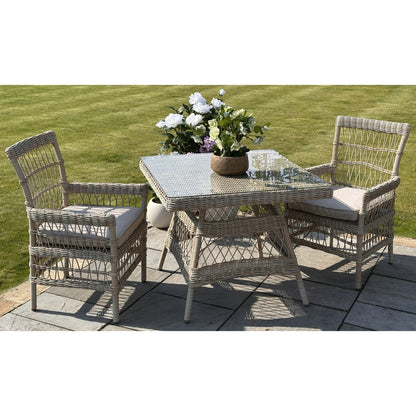 Santorini Outdoor Cream Wicker 4 Seater Dining Set