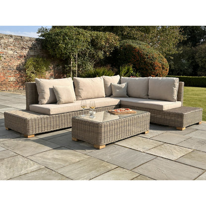 Sorrento Outdoor Cream Wicker Large Corner And Coffee Table Set