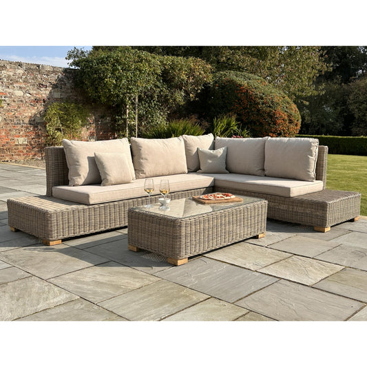Sorrento Outdoor Cream Wicker Large Corner And Coffee Table Set