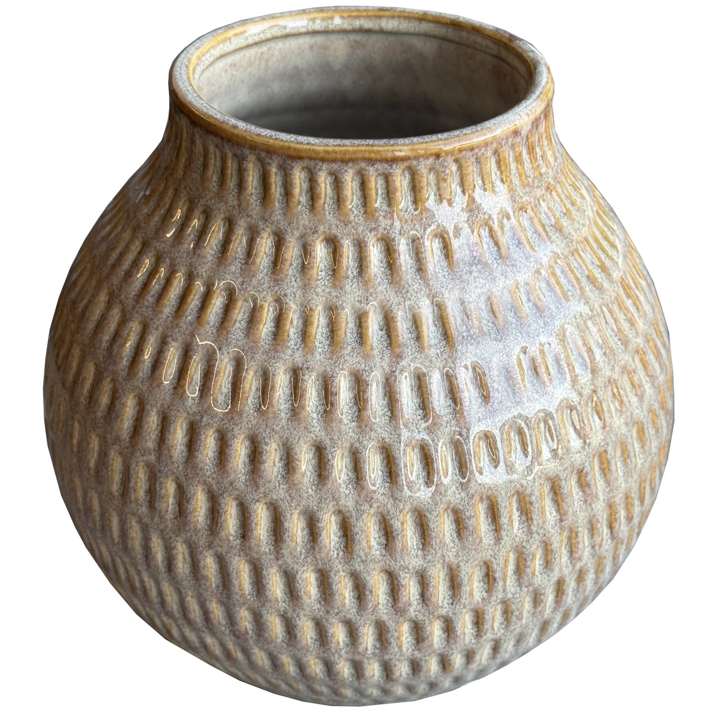 Meadowlight Small Textured Ceramic Vase with Scandi Line Pattern