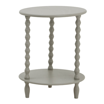 Thui Grey Wood Round Side Table Bottom Shelf