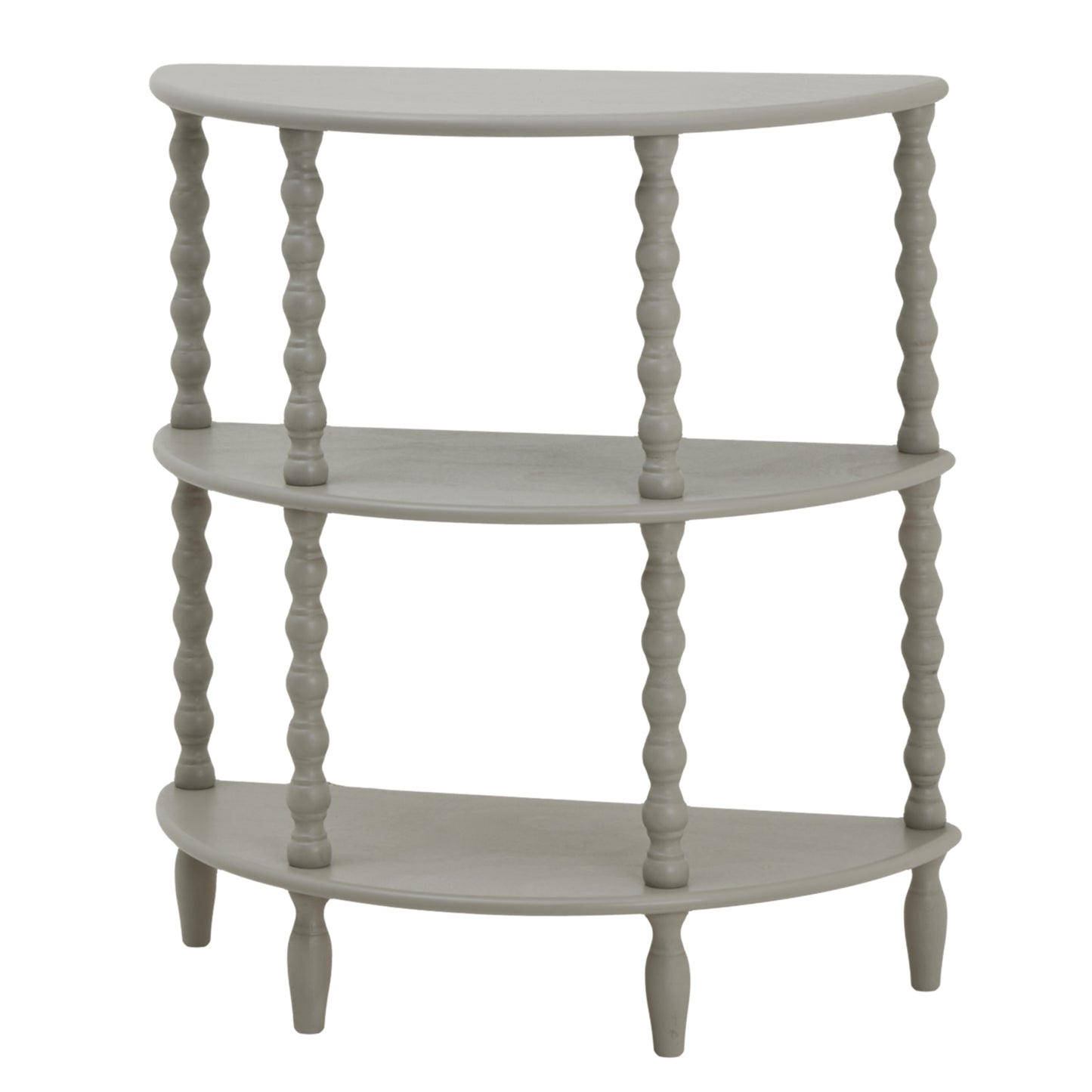 Thuy Grey Wood Half Moon 3 Tier Side Table