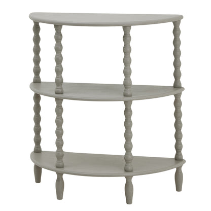 Thuy Grey Wood Half Moon 3 Tier Side Table