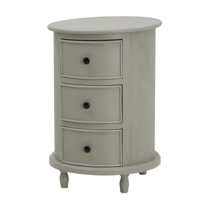 Thuy Grey Wood Half Moon 3 Drawer Round Side Table