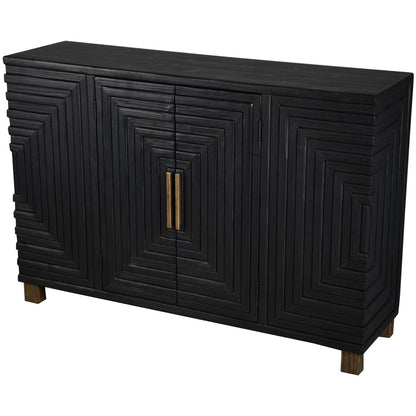 Zafeira Black Panelled Wood  2 Door Sideboard