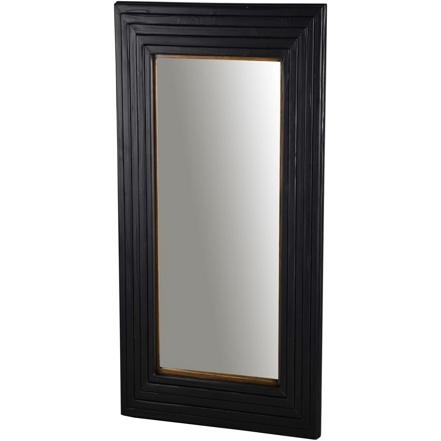 Black Rectangular Wall Mirror with Layered Frame
