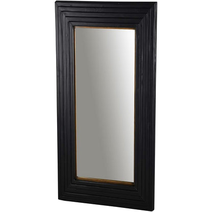 Black Rectangular Wall Mirror with Layered Frame