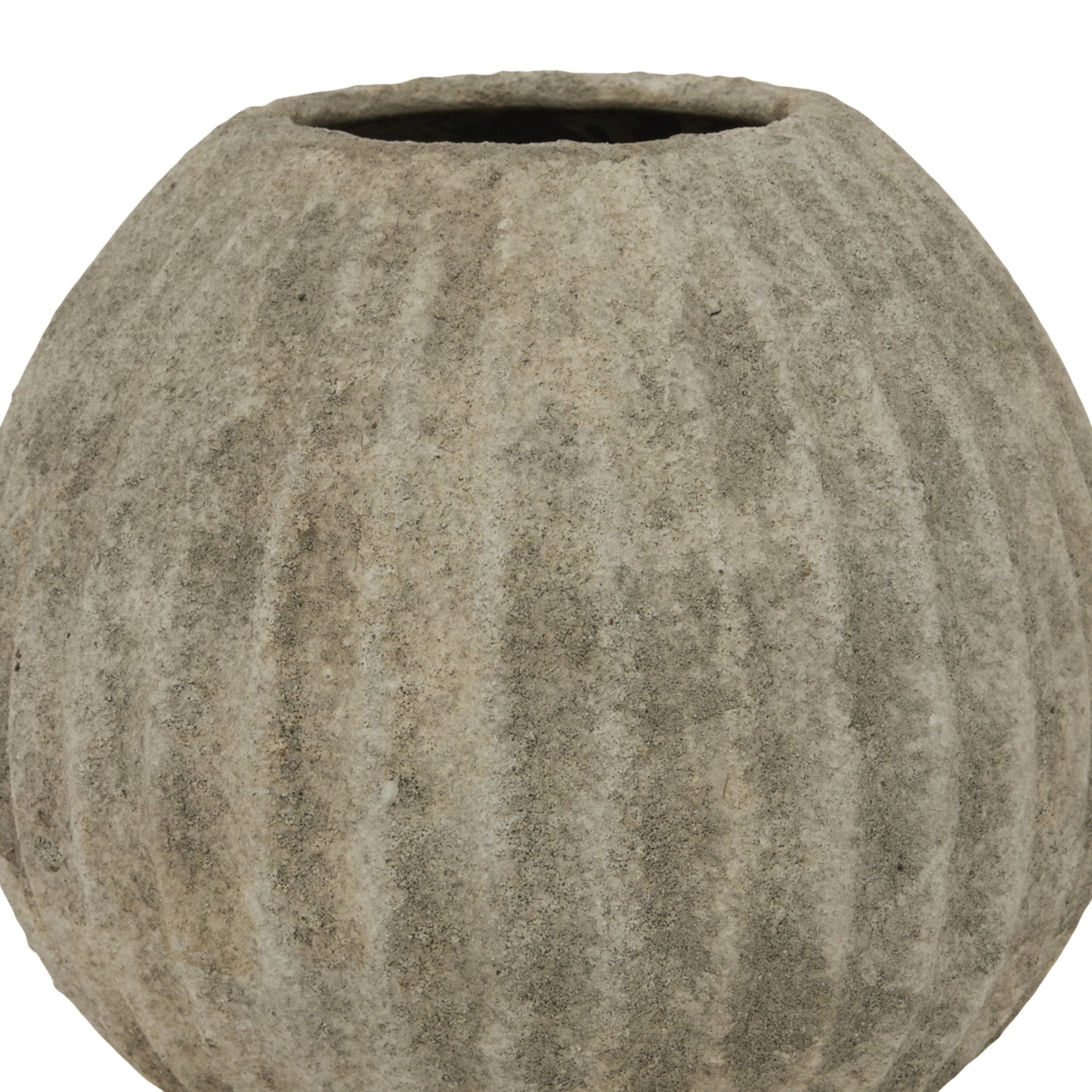 Vale of Lilies Round Grey Aged Ceramic Vase