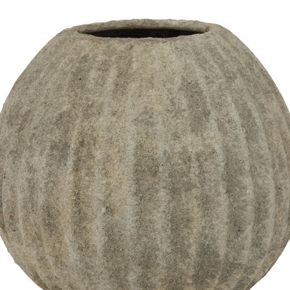 Vale of Lilies Round Grey Aged Ceramic Vase