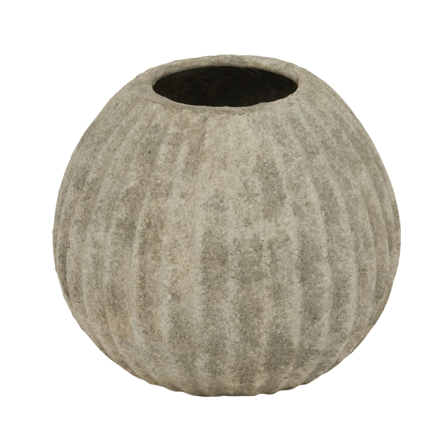 Vale of Lilies Round Grey Aged Ceramic Vase