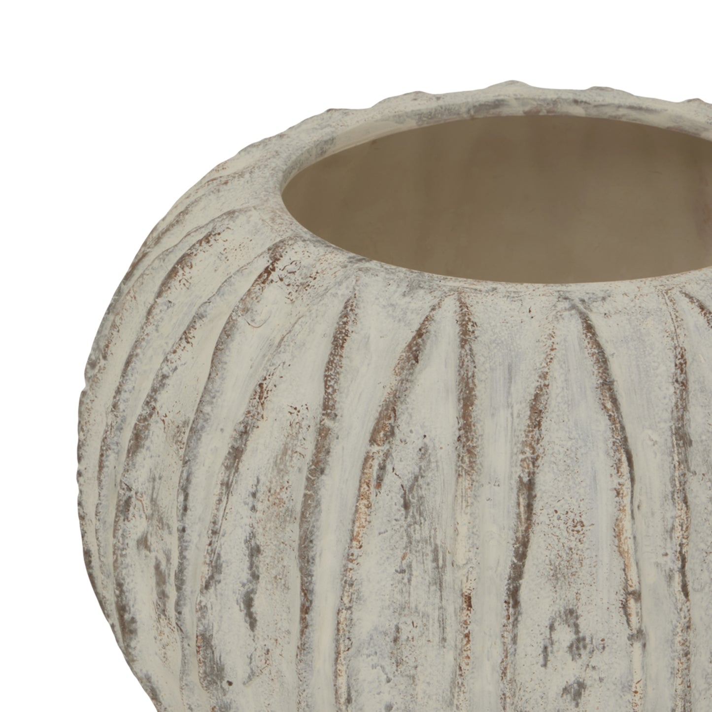 Wildbloom Wide White Ceramic Fin Vase