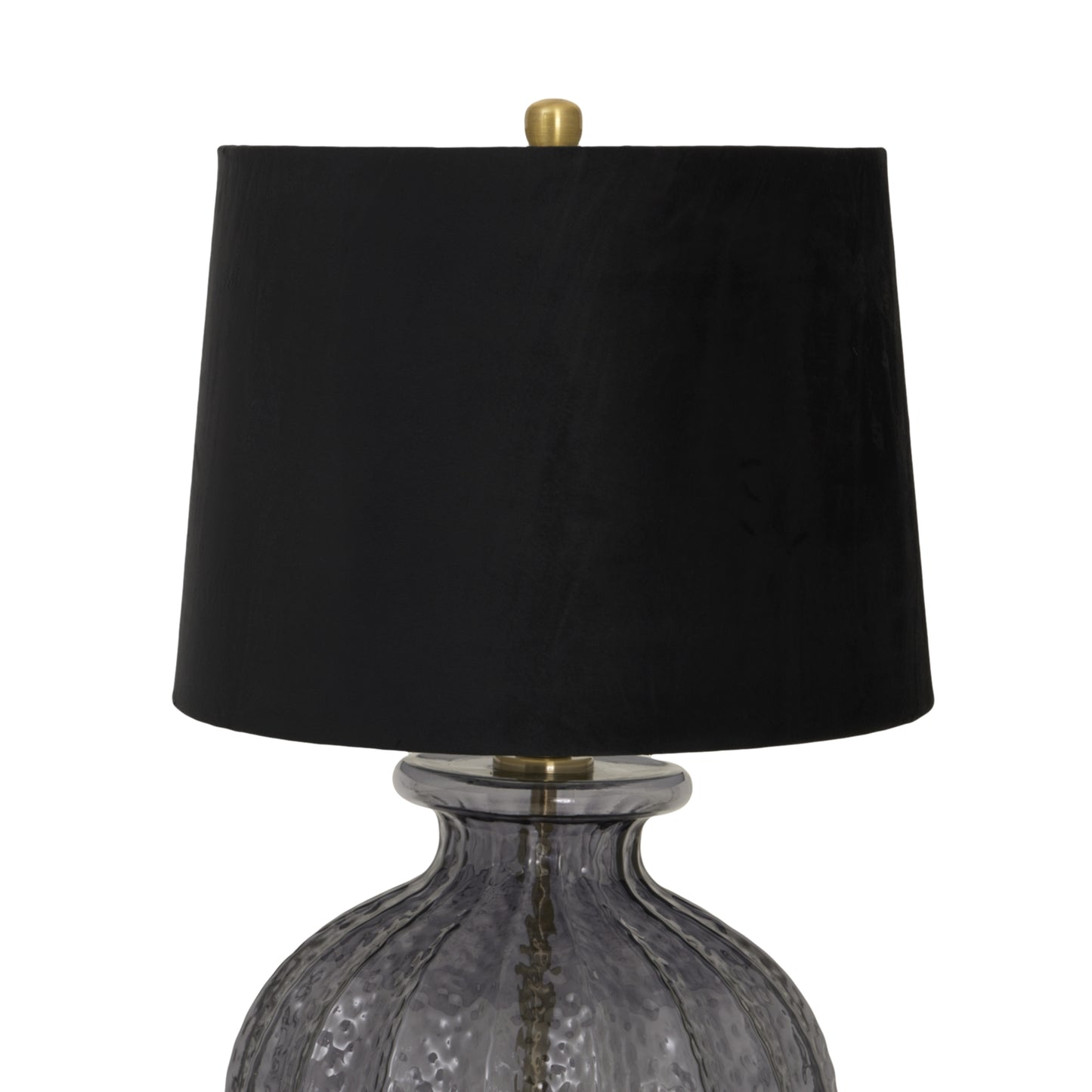 Fernforge Grey Glass Fluted Table Lamp With Black Velvet Shade