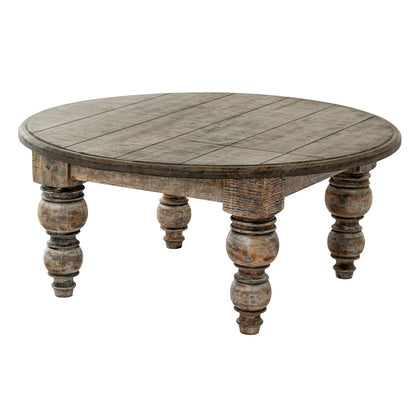 Montaine Midcentury Round Brown Wood Coffee Table
