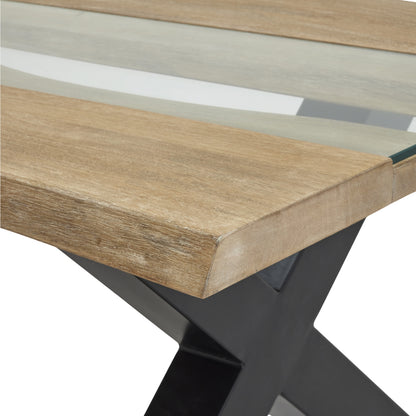 Vouvant Live Edge  Light Acacia Wood and Glass Coffee Table