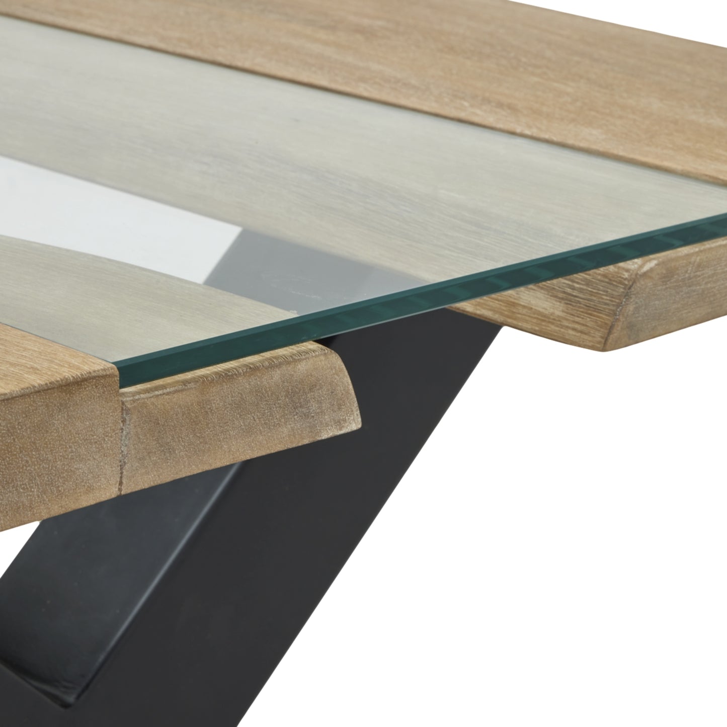 Vouvant Live Edge  Light Acacia Wood and Glass Coffee Table
