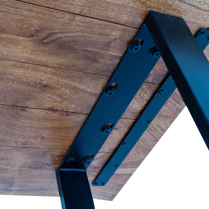 Vouvant Live Edge Light Acacia Bar Table Black Metal Legs