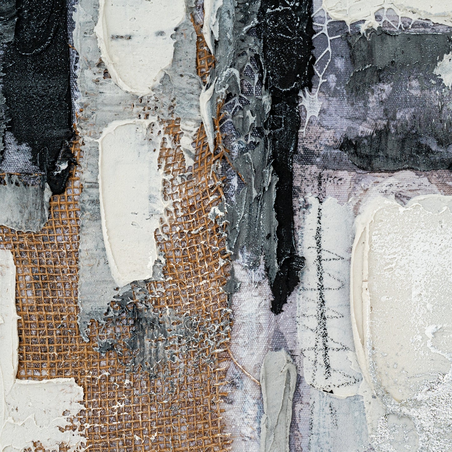 Aigueze Hand Painted Earthy Textured Grey Square Canvas In Frame