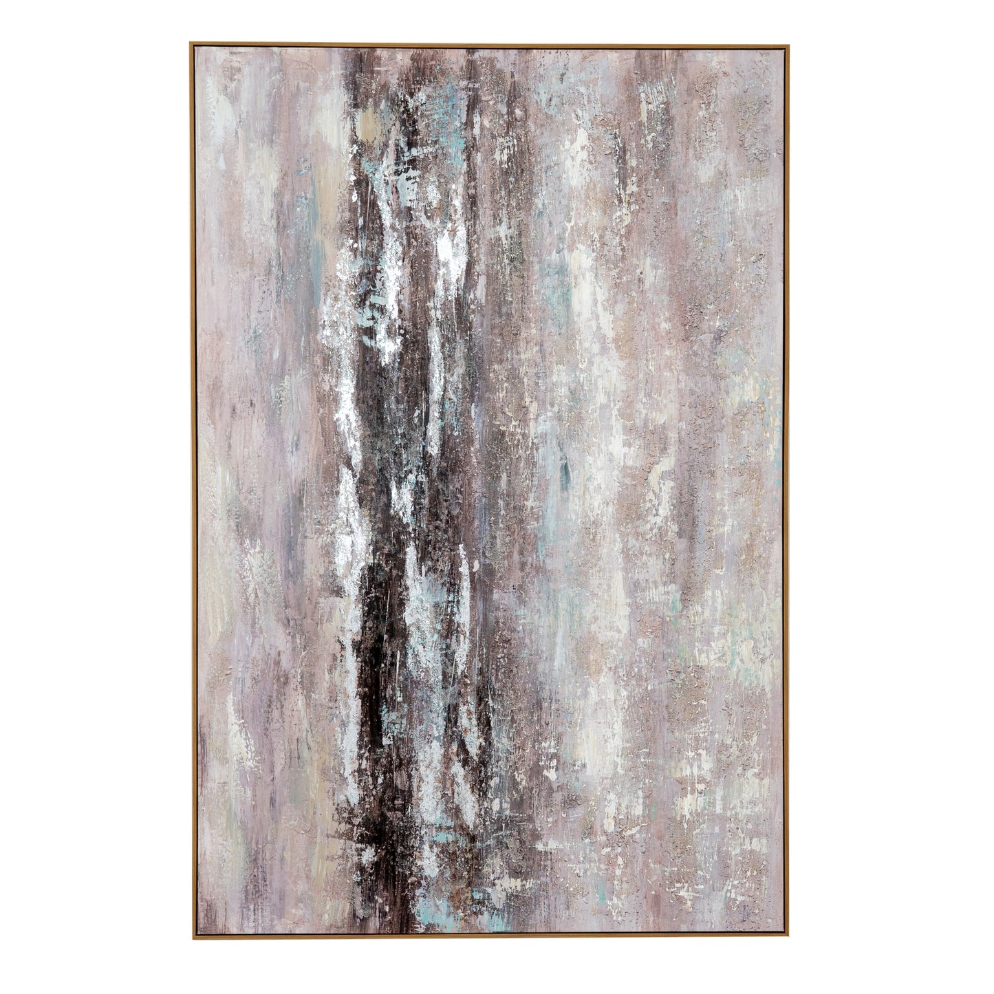 Oingt Hand Painted Muted Taupe Textured Canvas In Frame