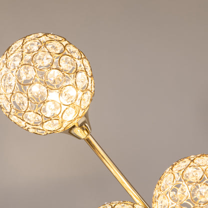 Rarodi Crystal And Metal Gold Tone 5 Light Upright Floor Lamp 156 cm