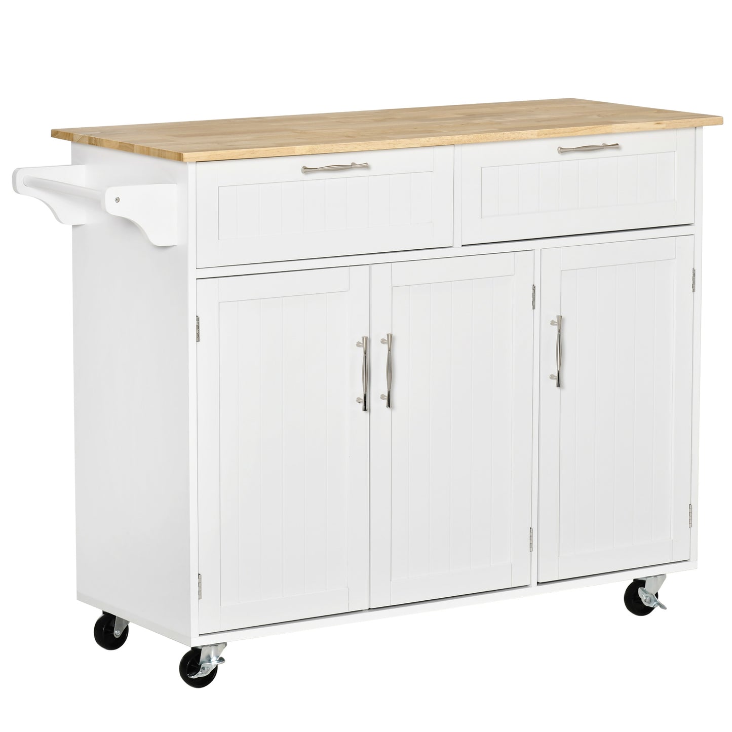 Nave Wooden White Kitchen Island 2 Drawers 3 Doors