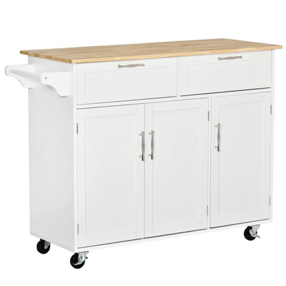 Nave Wooden White Kitchen Island 2 Drawers 3 Doors