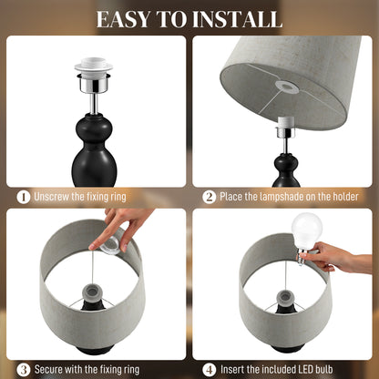 Loke Rata Metal Black And Beige Set Of 2 Touch Table Lamps With USB Ports And 3 Colour Light