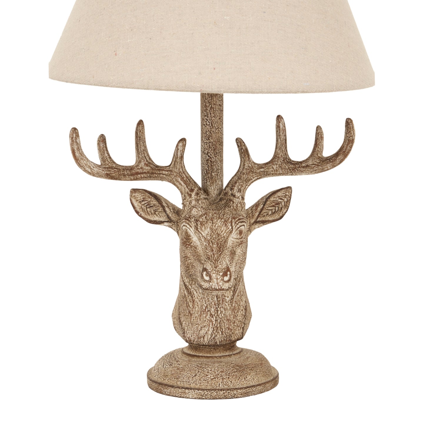 Whisperfern Stonewashed Stag Head Table Lamp With Linen Shade