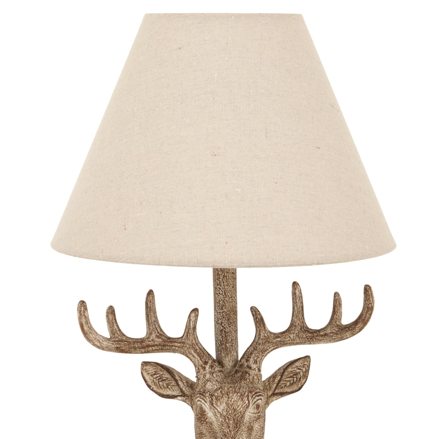 Whisperfern Stonewashed Stag Head Table Lamp With Linen Shade