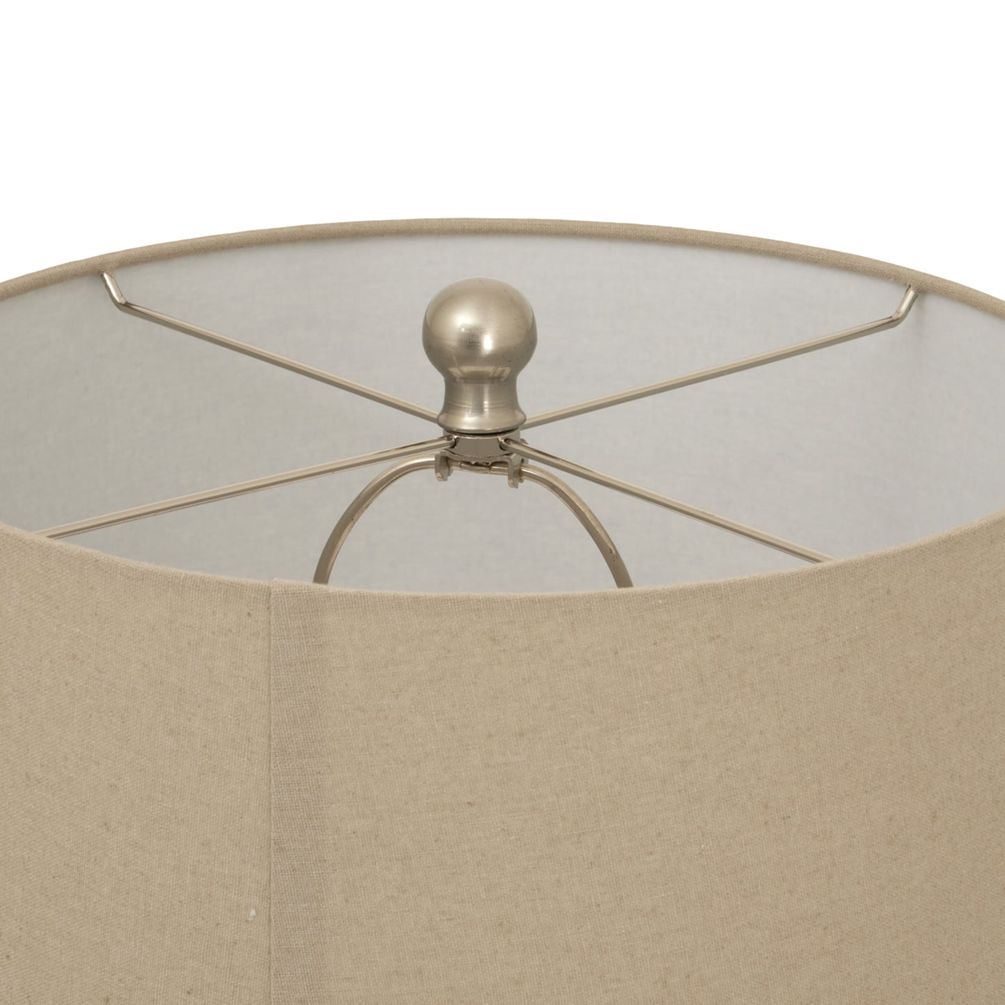 Palermo Cream Ceramic Table Lamp with Woven Pattern Base and Natural Fabric Shade