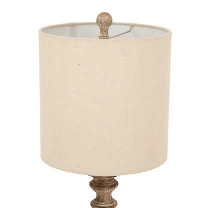 Thornvale Candlestick Wooden Tall Table Lamp With Linen Shade