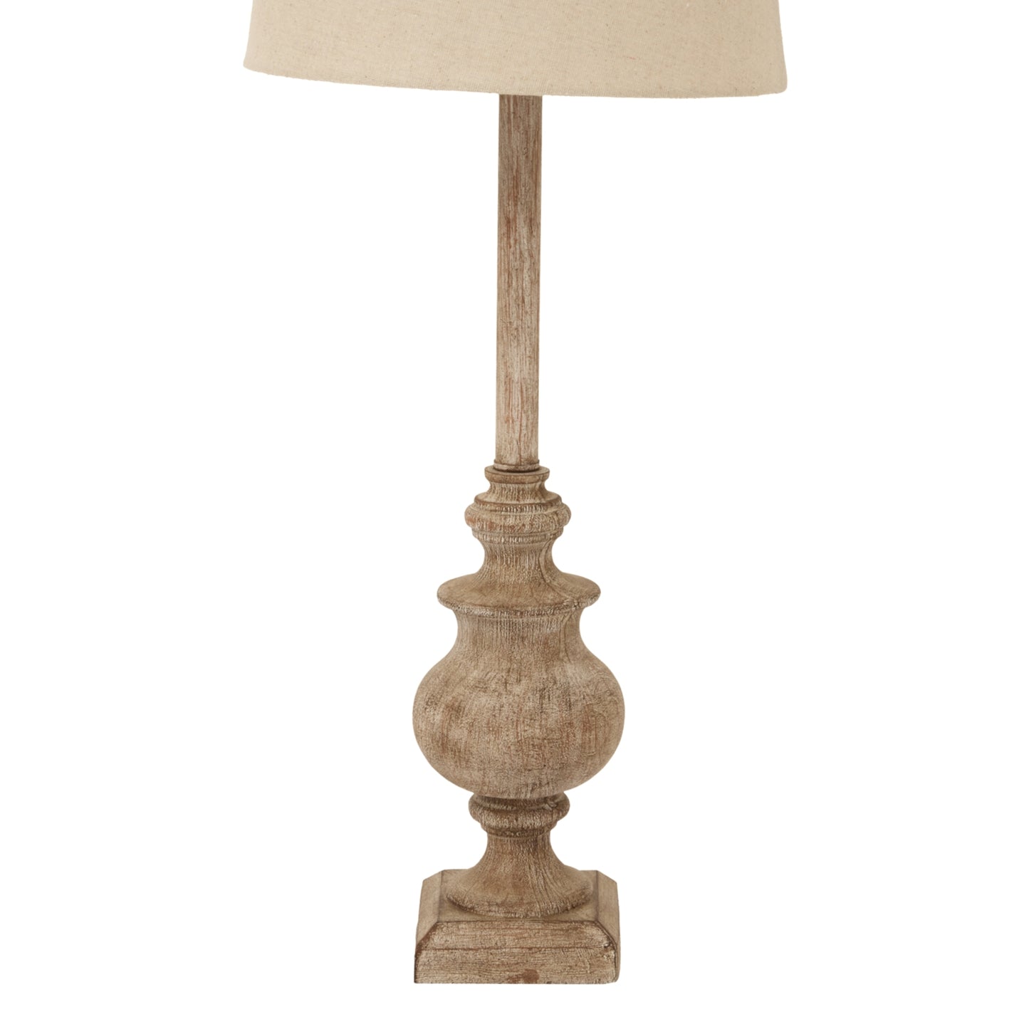 Thornvale Candlestick Wooden Table Lamp With Linen Shade