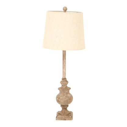 Thornvale Candlestick Wooden Table Lamp With Linen Shade