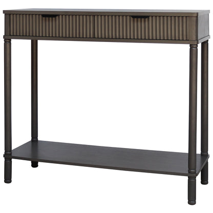 Sagevale 2 Drawer Ribbed Console Table with Bottom Shelf