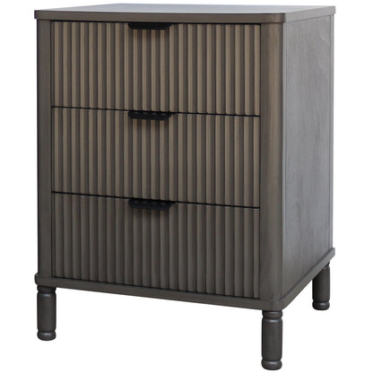 Sagevale Ribbed 3 Drawer Bedside Table