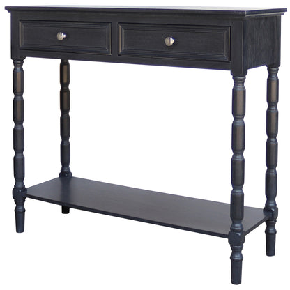 Ploumanach 2 Drawer Black Wooden Console Bottom Shelf